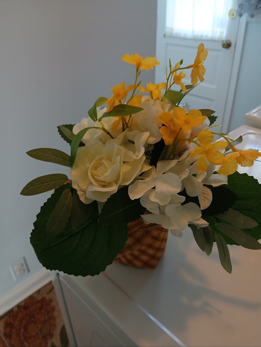 Artificial White and Yellow Floral Arrangement - Home Accents